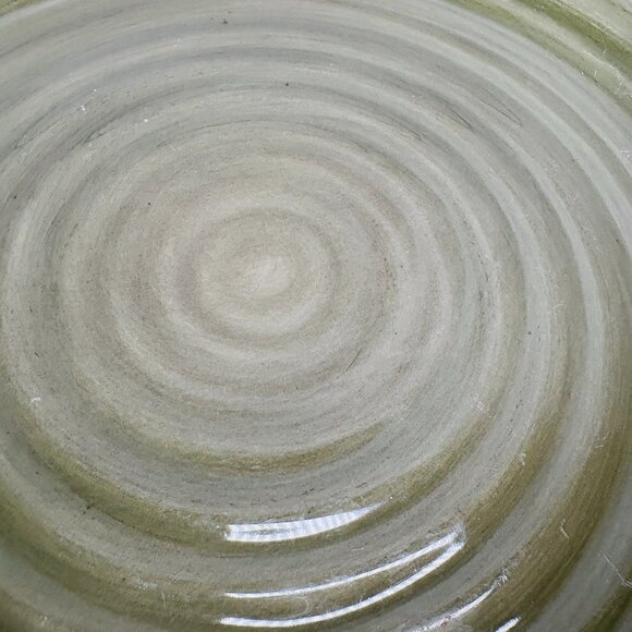 Tabletops RUSTICO OLIVE Green Hand Painted Swirl Stoneware Dinner Plates Set 2 - Picture 11 of 15